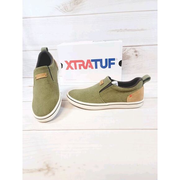 Xtratuf Mens Sharkbyte Green XSB-300 Canvas Boat Shoes Size 7 - Picture 1 of 13